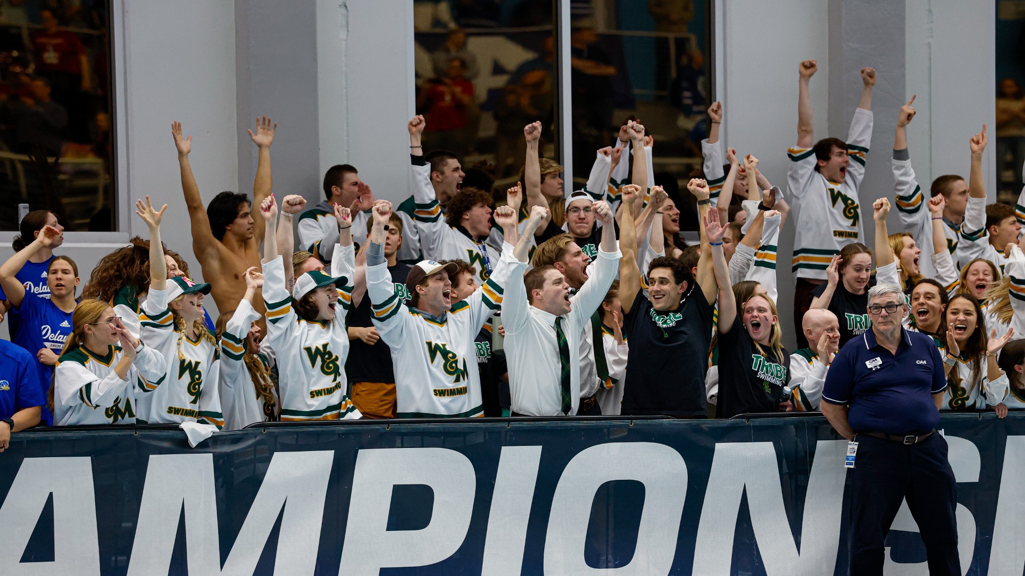 CAA Swimming Championship celebration
