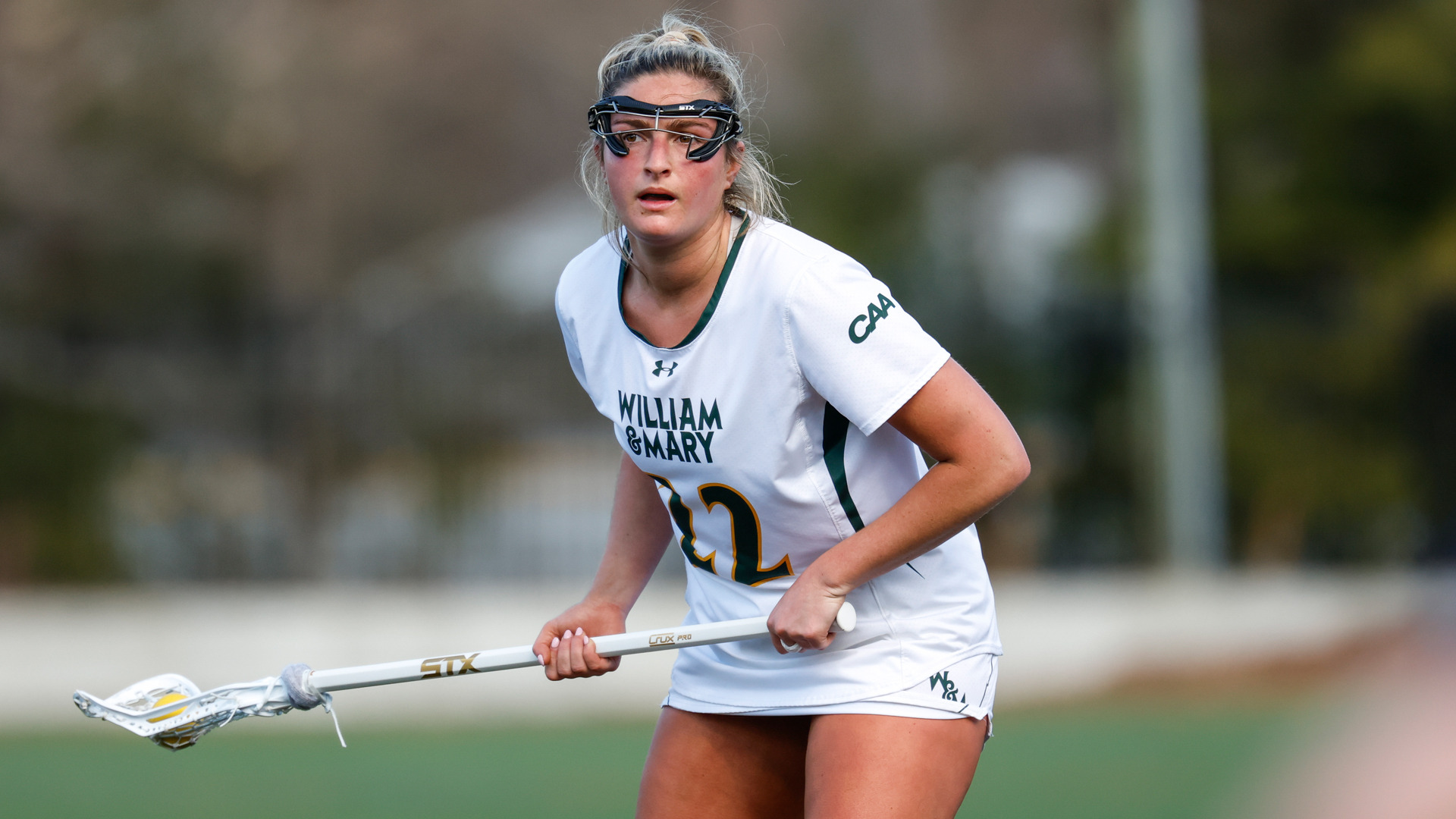 Anna Dawson holds the ball looking to pass to an open teammate