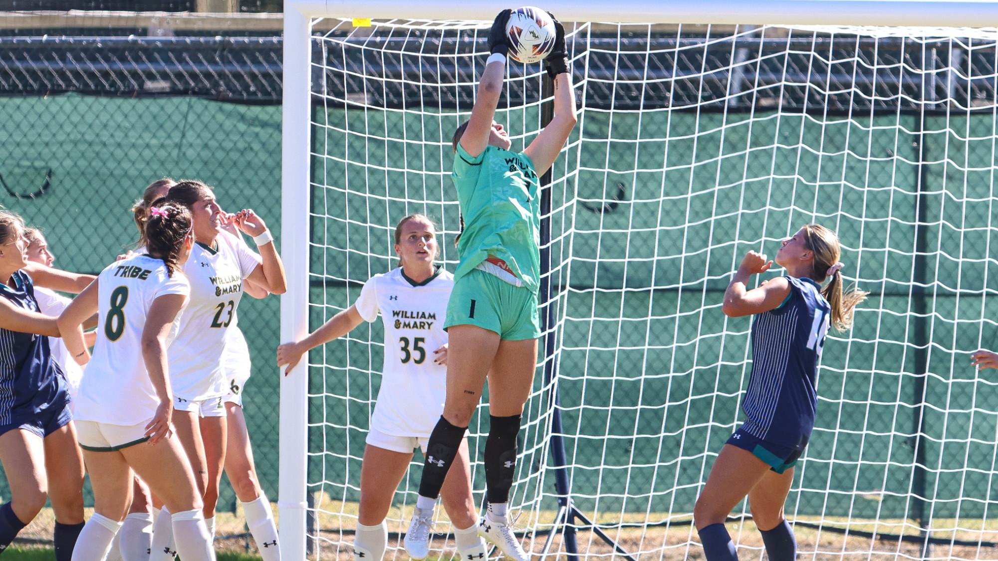 Gwen Doughty making a save vs. UNCW