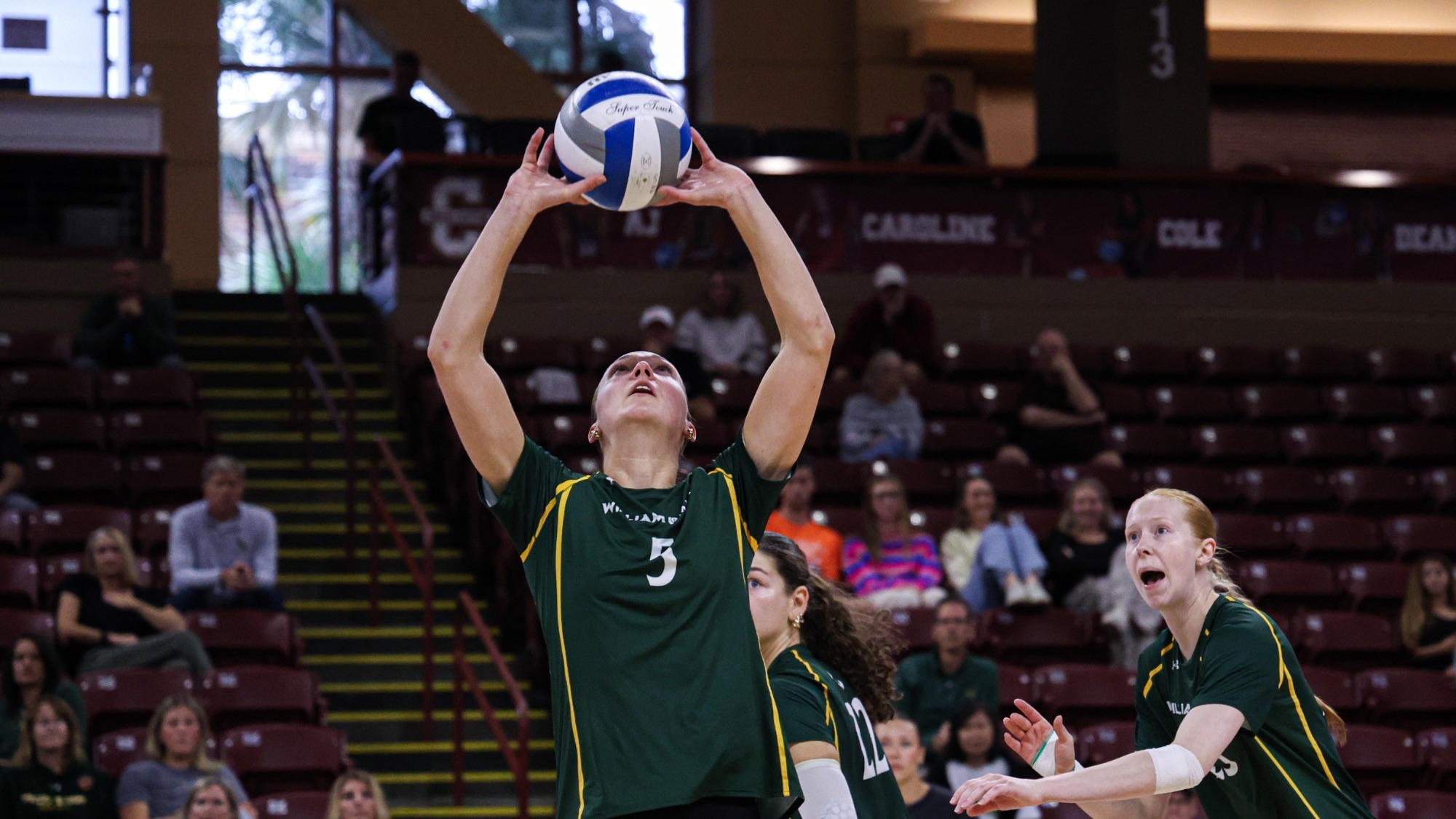 Shylah Swope serves a ball in William & Mary volleyball's 3-0 loss to Charleston on Oct. 31, 2026.
