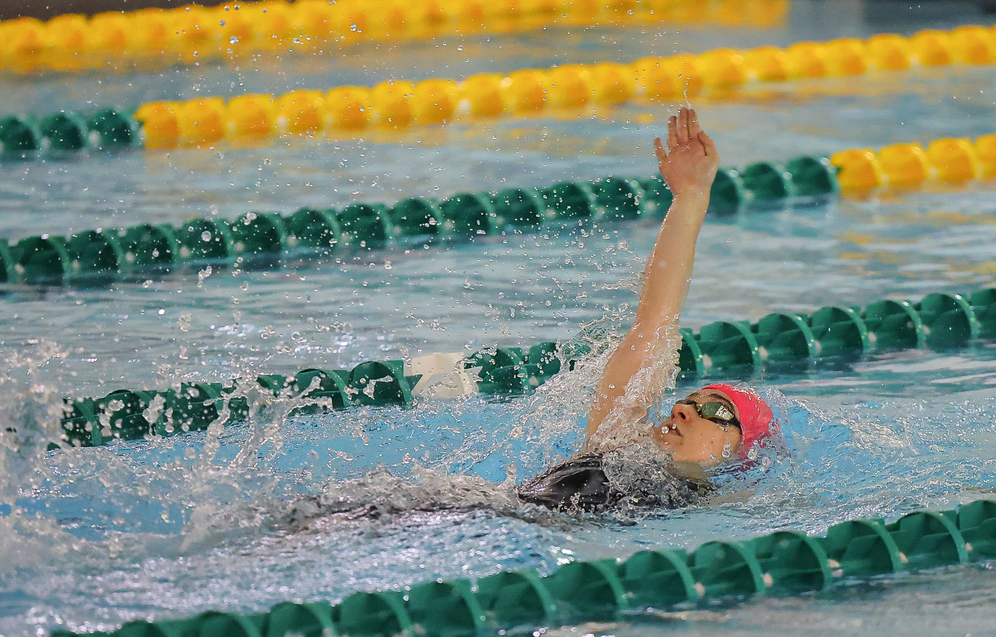 Swimming splits meet with George Washington - net 4 pool records.