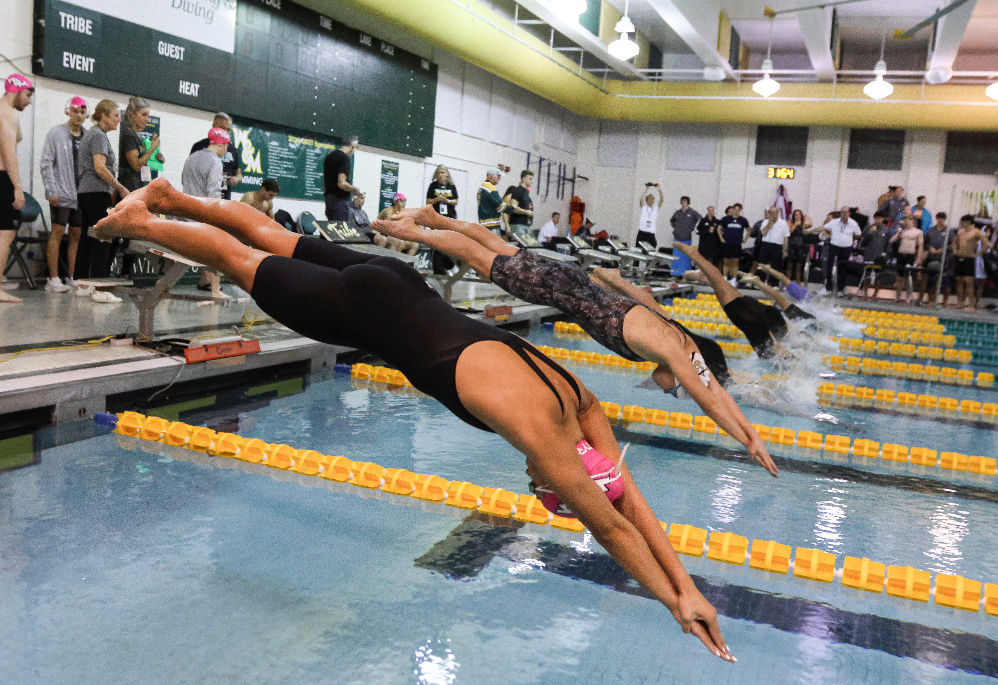 Swimming splits meet with George Washington - net 4 pool records.