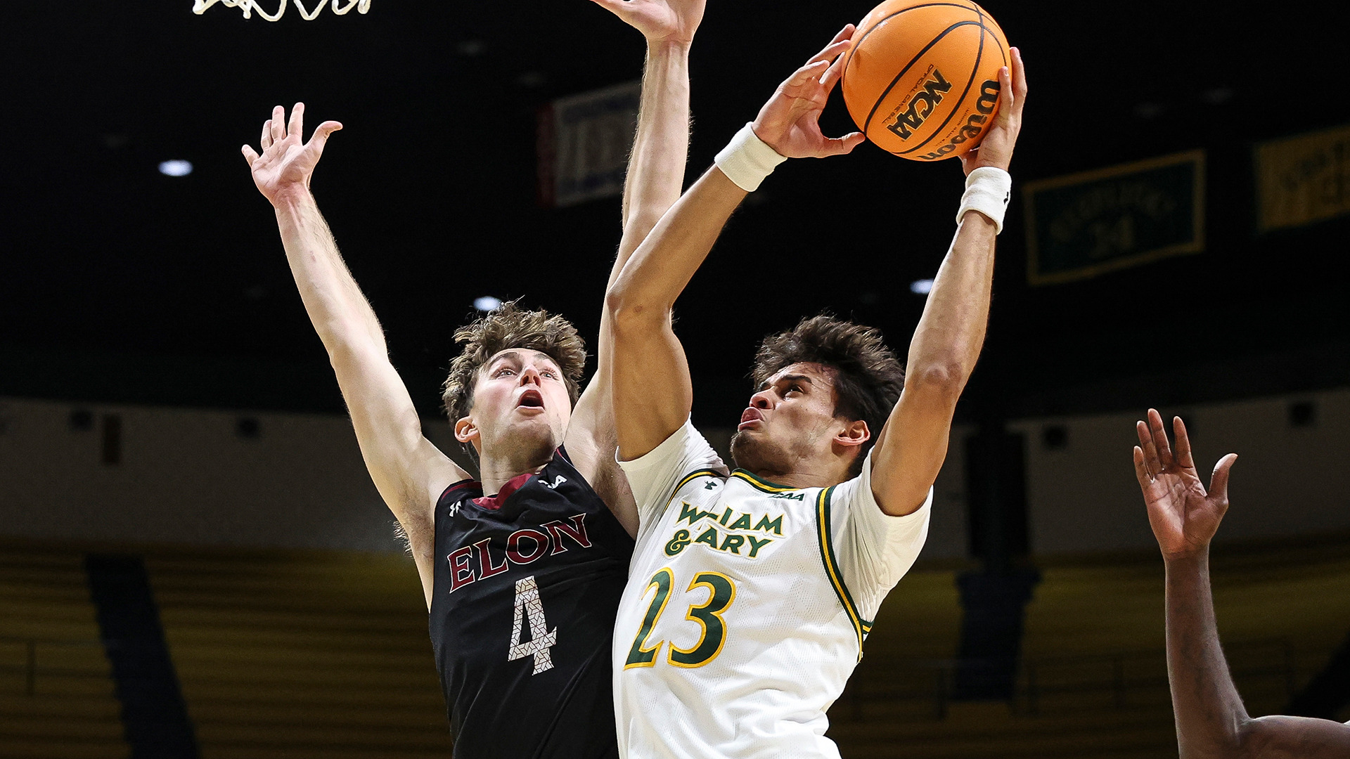 Jo'el Emanuel draws contact going to the rim against Elon on Feb. 14, 2026. 