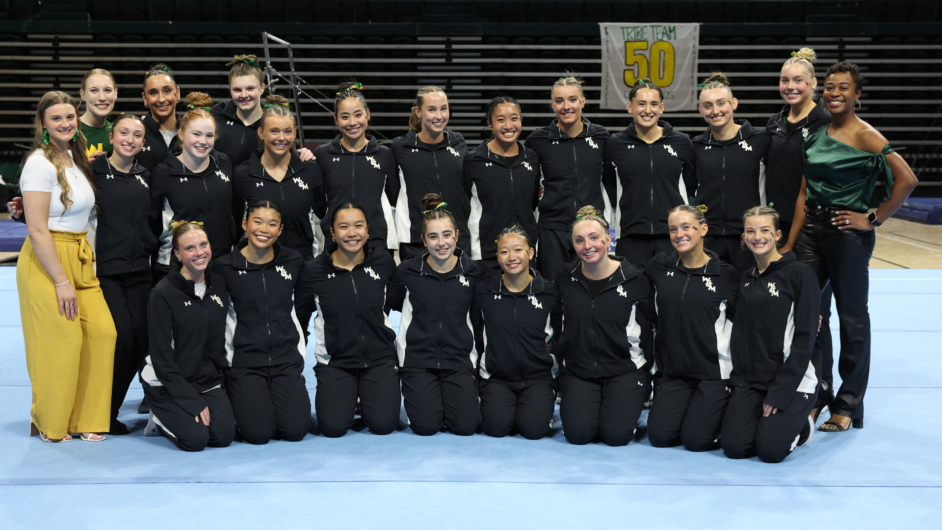 2026 W&M Women's Gymnastics Senior Night group photo