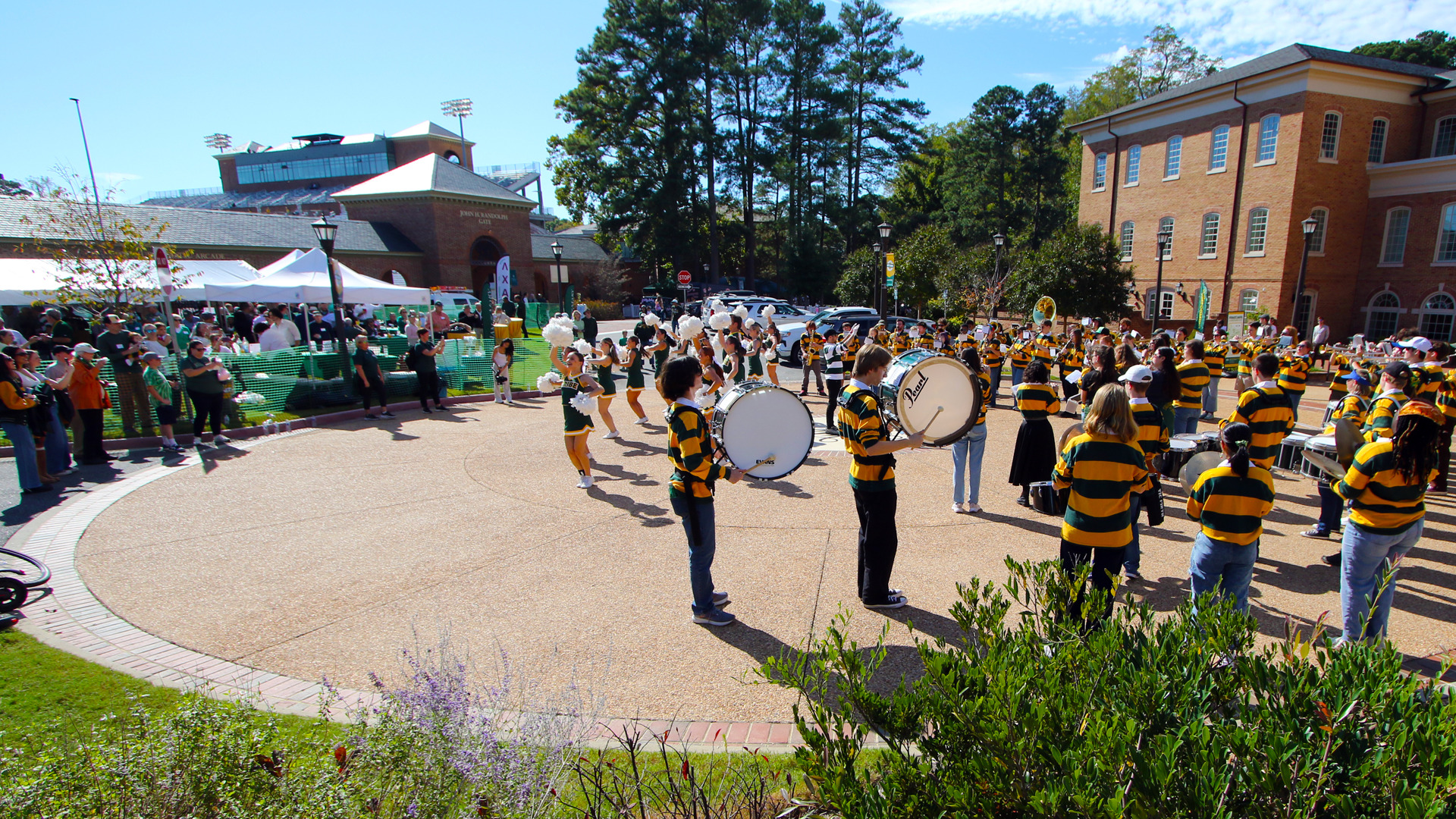 W&M Pep Band performs outside Zable Stadium prior to a home football game
