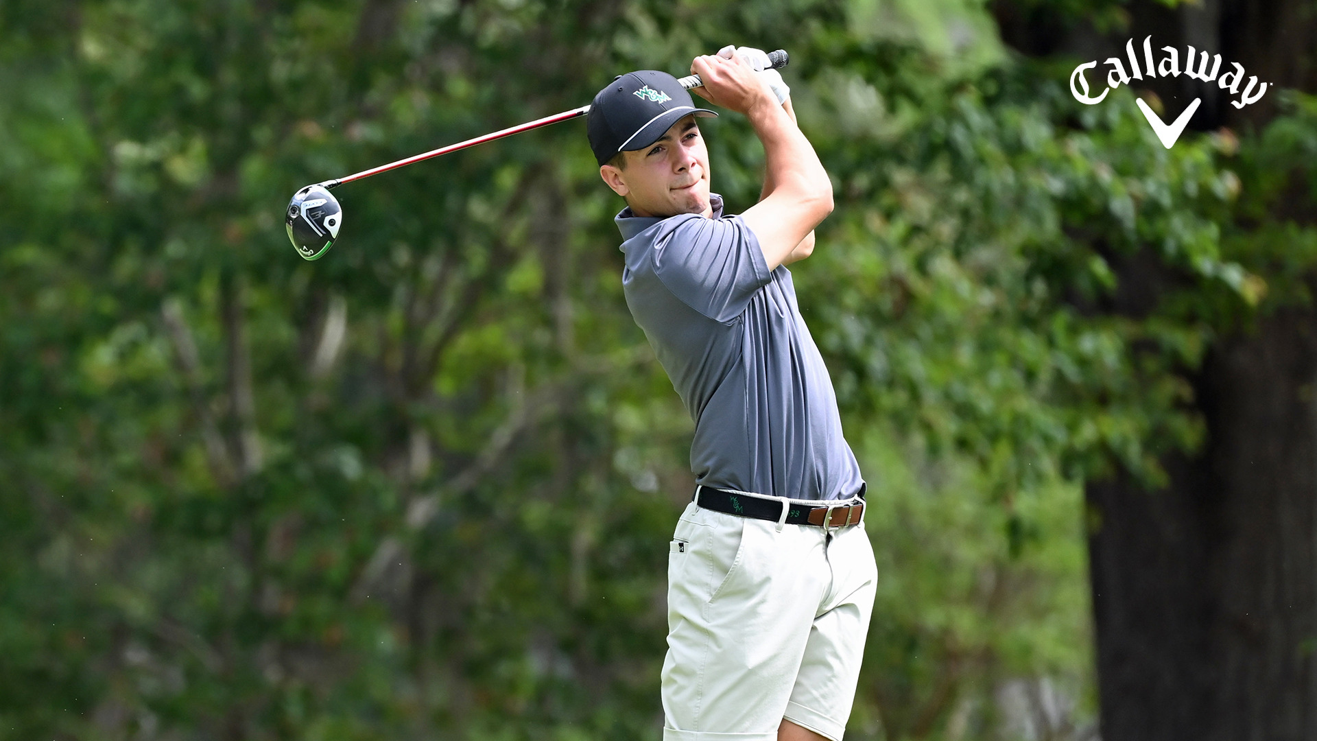 Eli Felty hits a driver off the tee in the opening round of hte CAA Championships. 