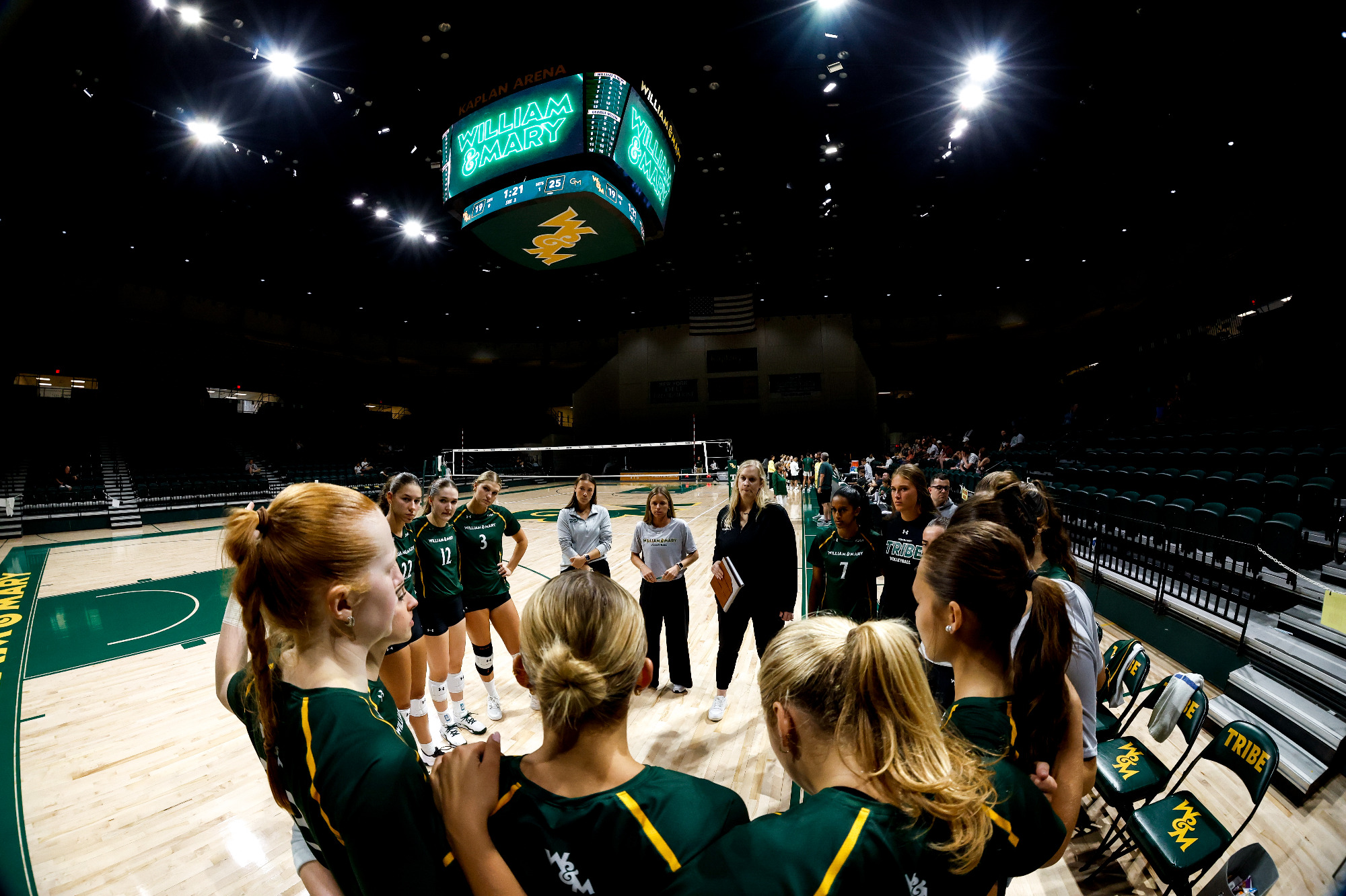 WILLIAMSBURG, VA - Women's volleyball play an exhibition match against George Mason in Kaplan Arena, on August 15, 2026.