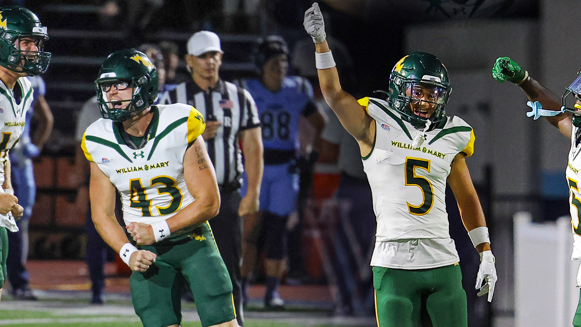 Max Lipinski and Cade Ellis celebrate during a victory at Villanova