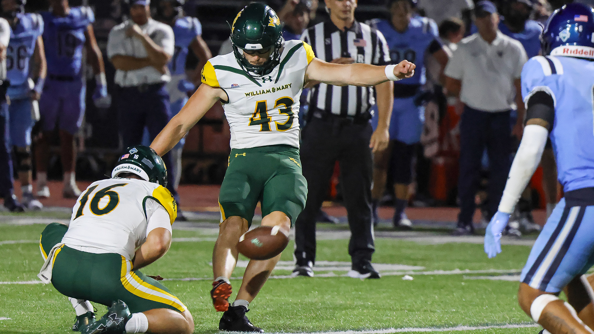 Max Lipinski kicks a game-winning 45-yard field goal at Villanova