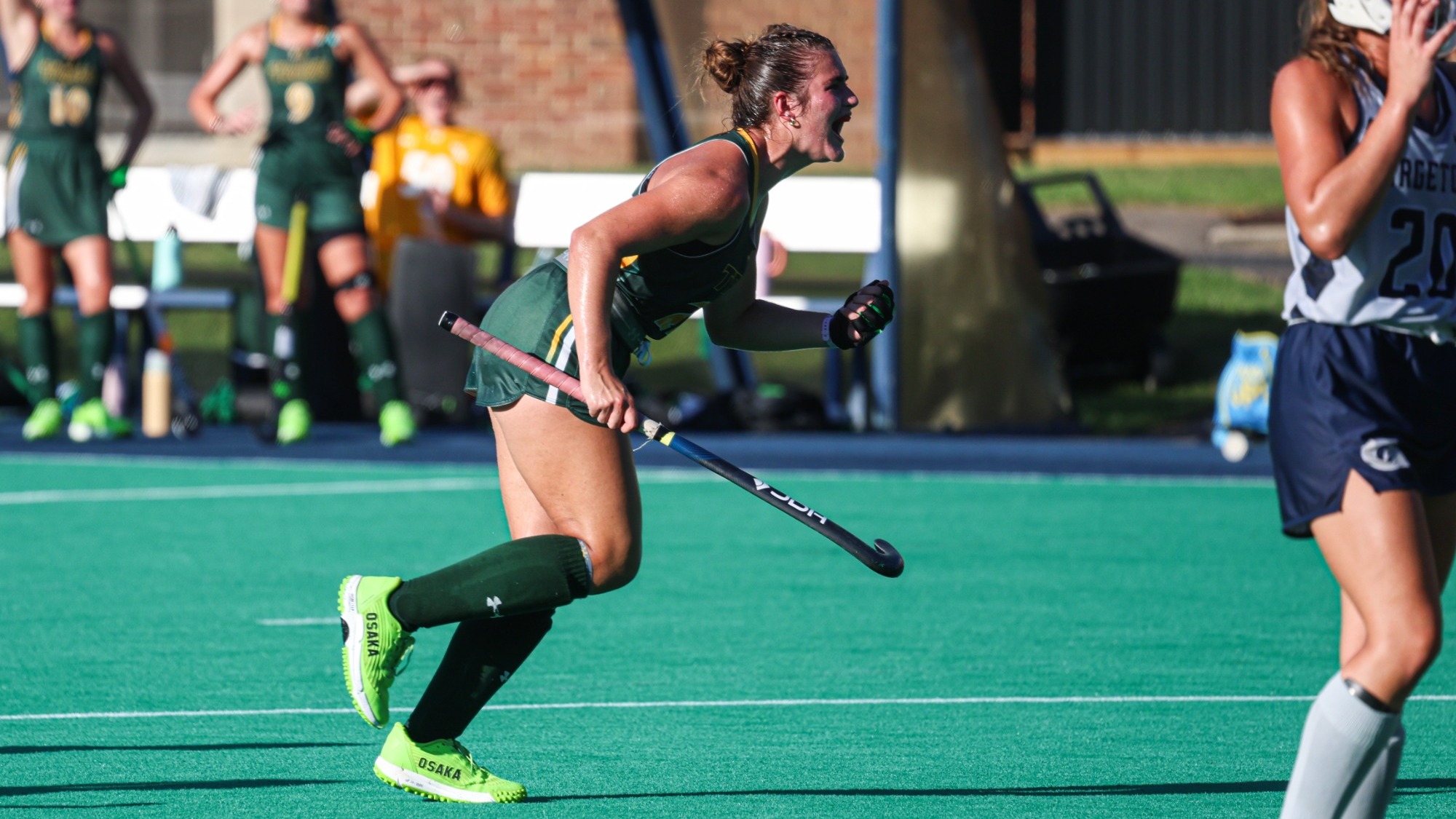 Lauren McManus celebrates a goal against Georgetown on Sep. 13, 2026.