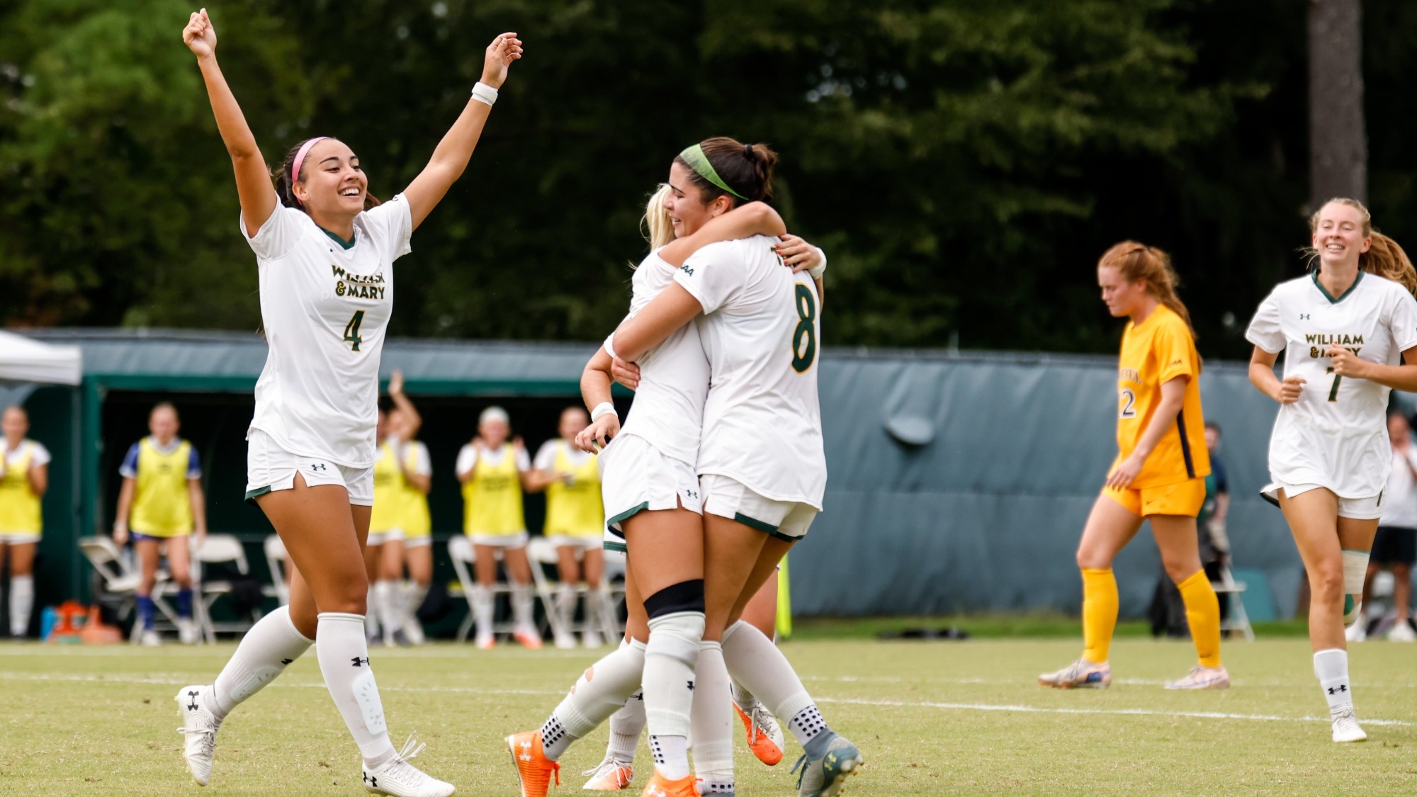 Kerys Palmer and Ella Ledwith celebrating a Tribe 4-0 victory