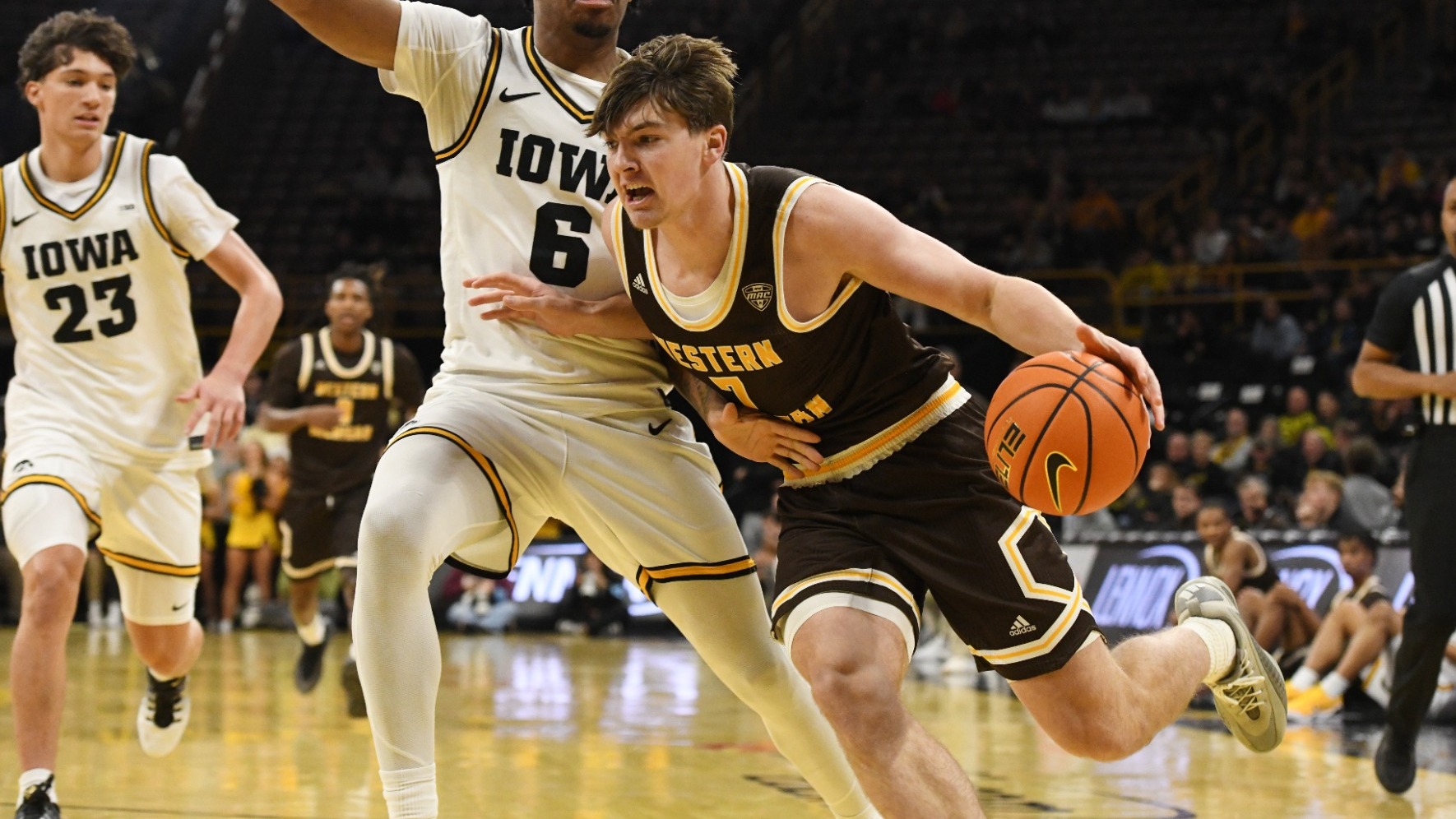 Western Michigan versus Iowa men’s basketball at Carver-Hawkeye Arena in Iowa City, Iowa on Sunday, December 14, 2025. (Cliff Jette/Freelance)