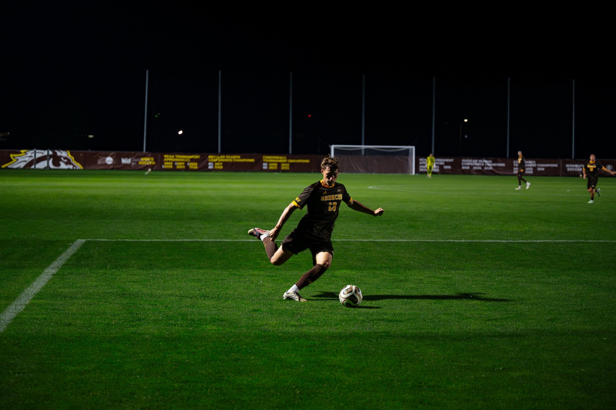 Liam Smith winds up for a free kick outside the penalty box