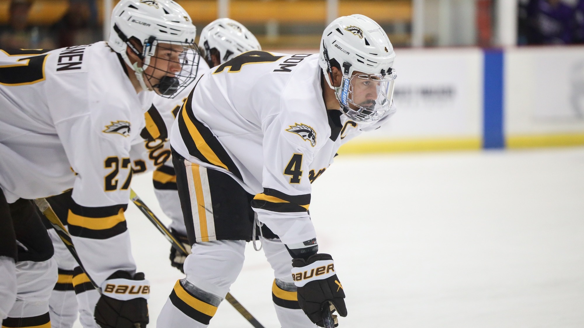 Zaccharya Wisdom readies himself for a faceoff against Western Ontario