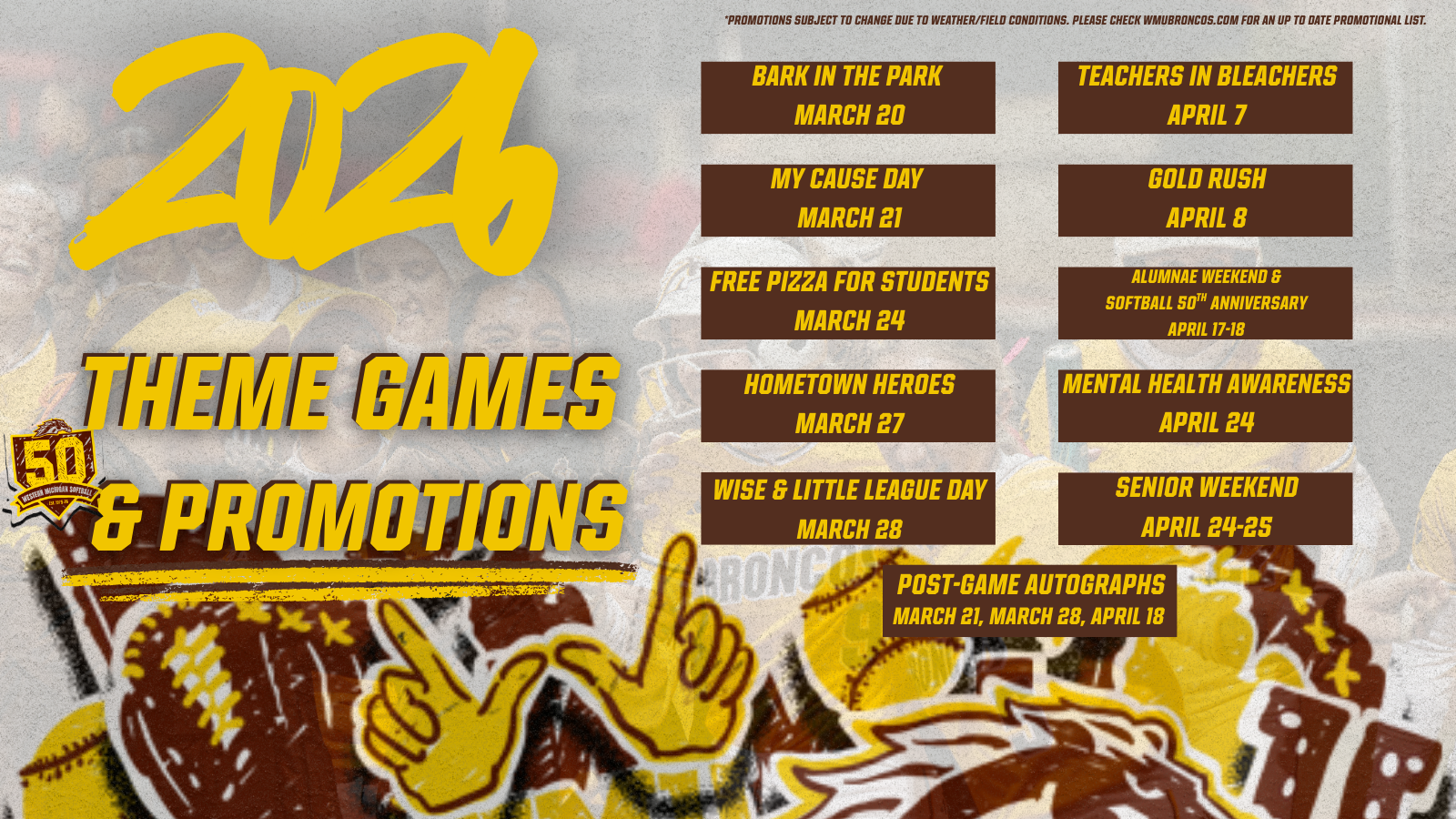 Softball Promotional Schedule 