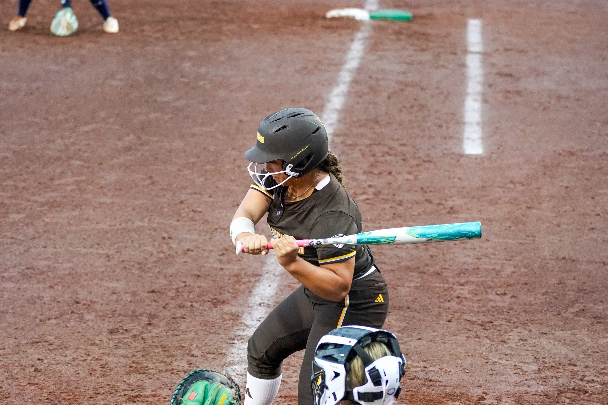 Rylee O'Brien holds a bat while awaits a pitch in the batters box at Notre Dame
