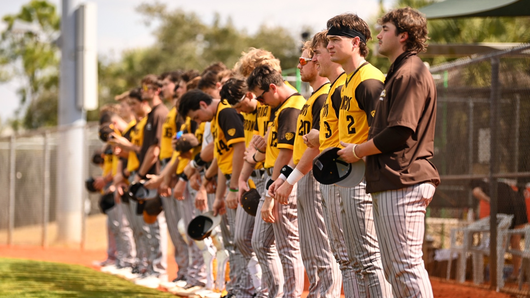 WMU Baseball awaits the national anthem before a game against Pitt