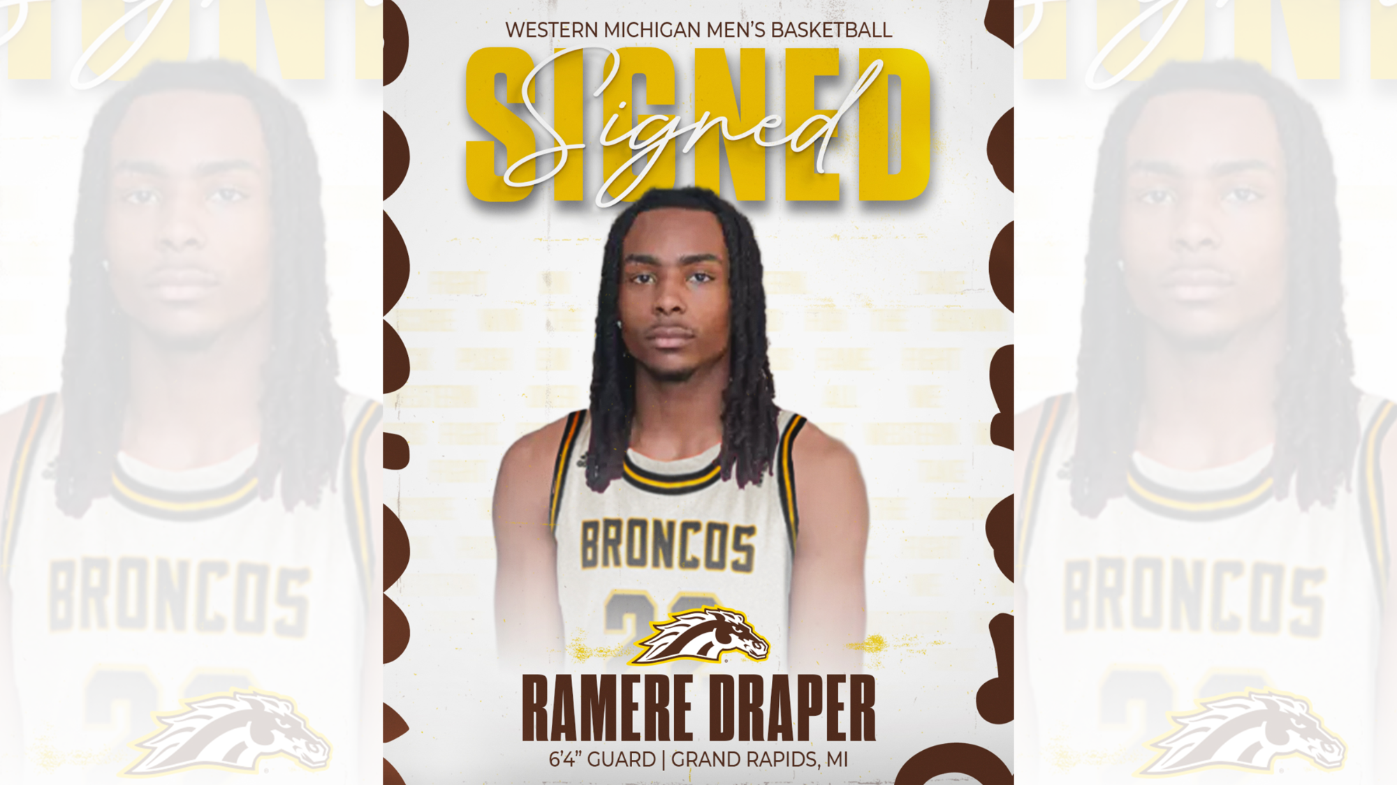 Signed graphic for men's basketball transfer guard Ramere Draper