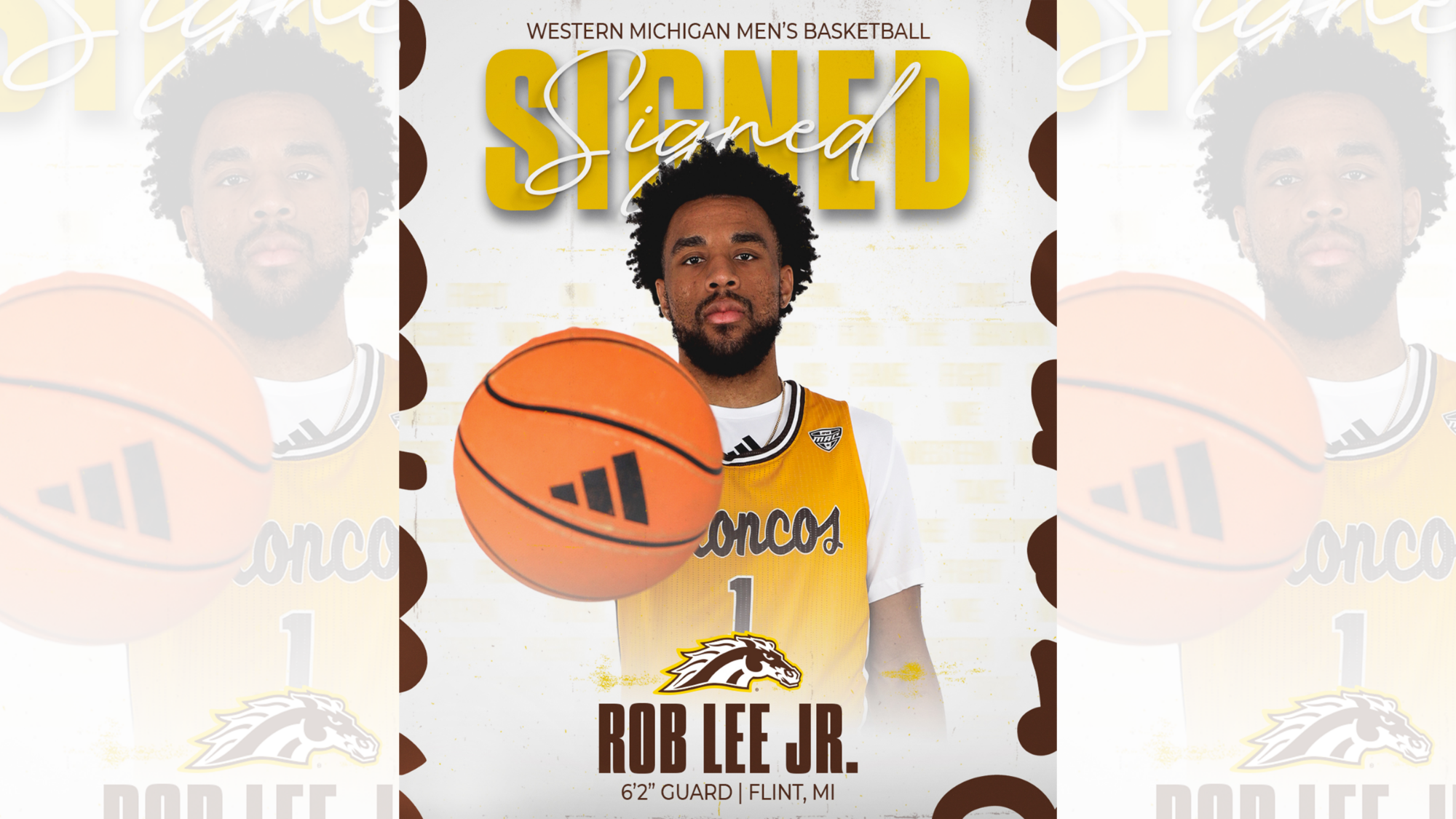 Signed graphic for men's basketball transfer signee Rob Lee Jr.