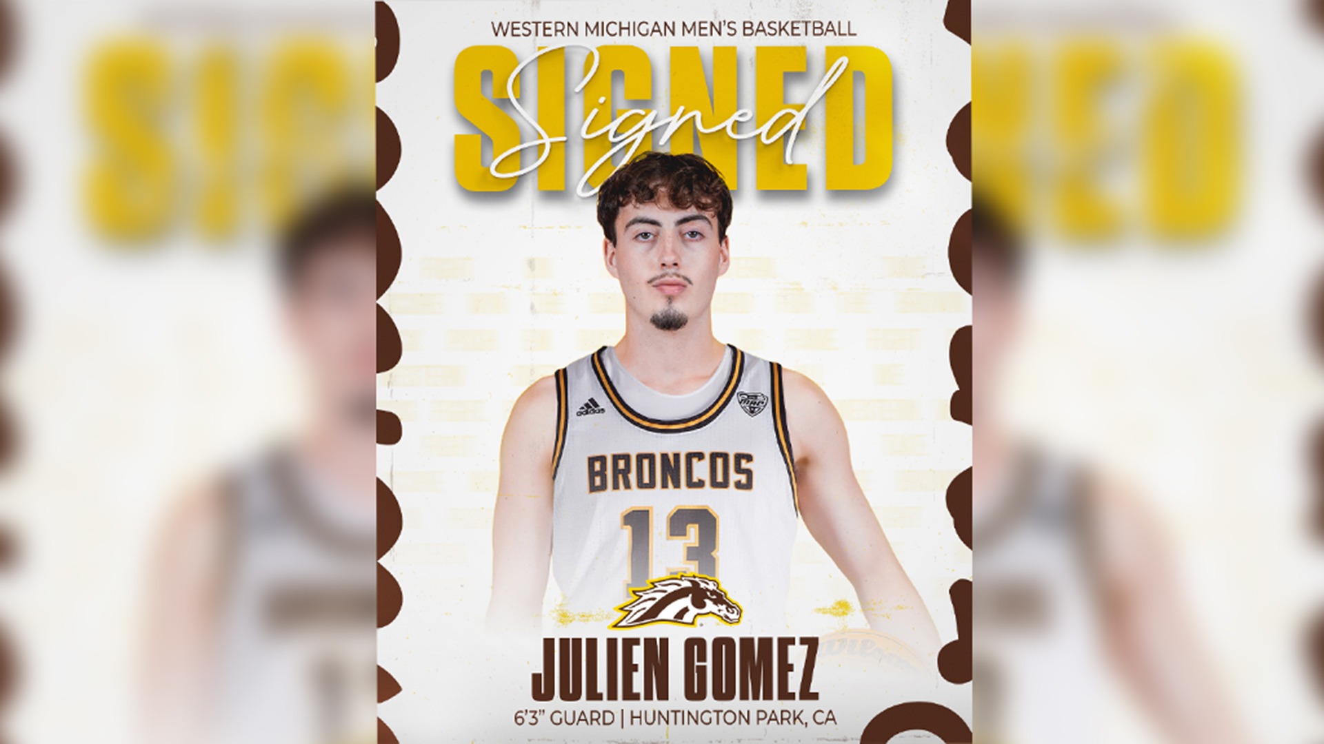 Signed graphic for WMU transfer guard Julien Gomez