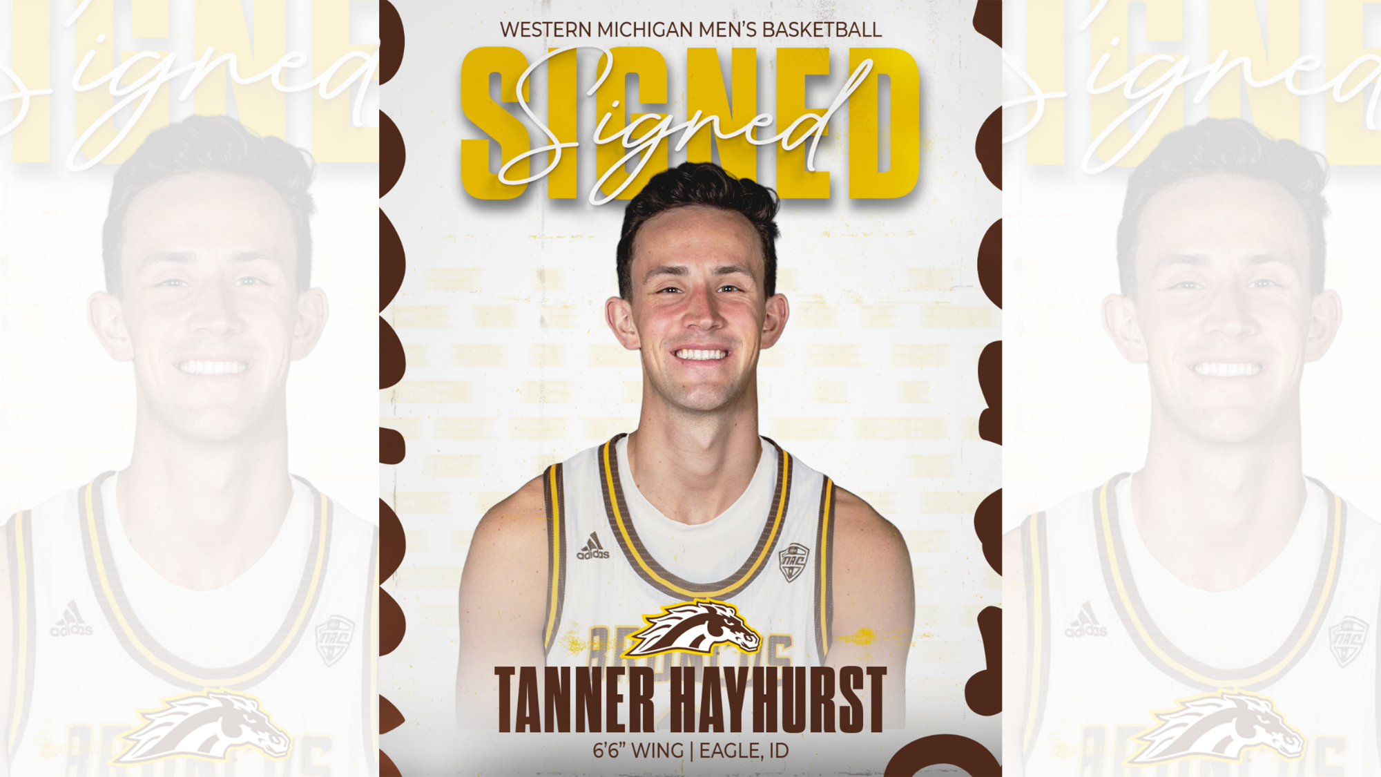 Signed graphic for men's basketball transfer Tanner Hayhurst