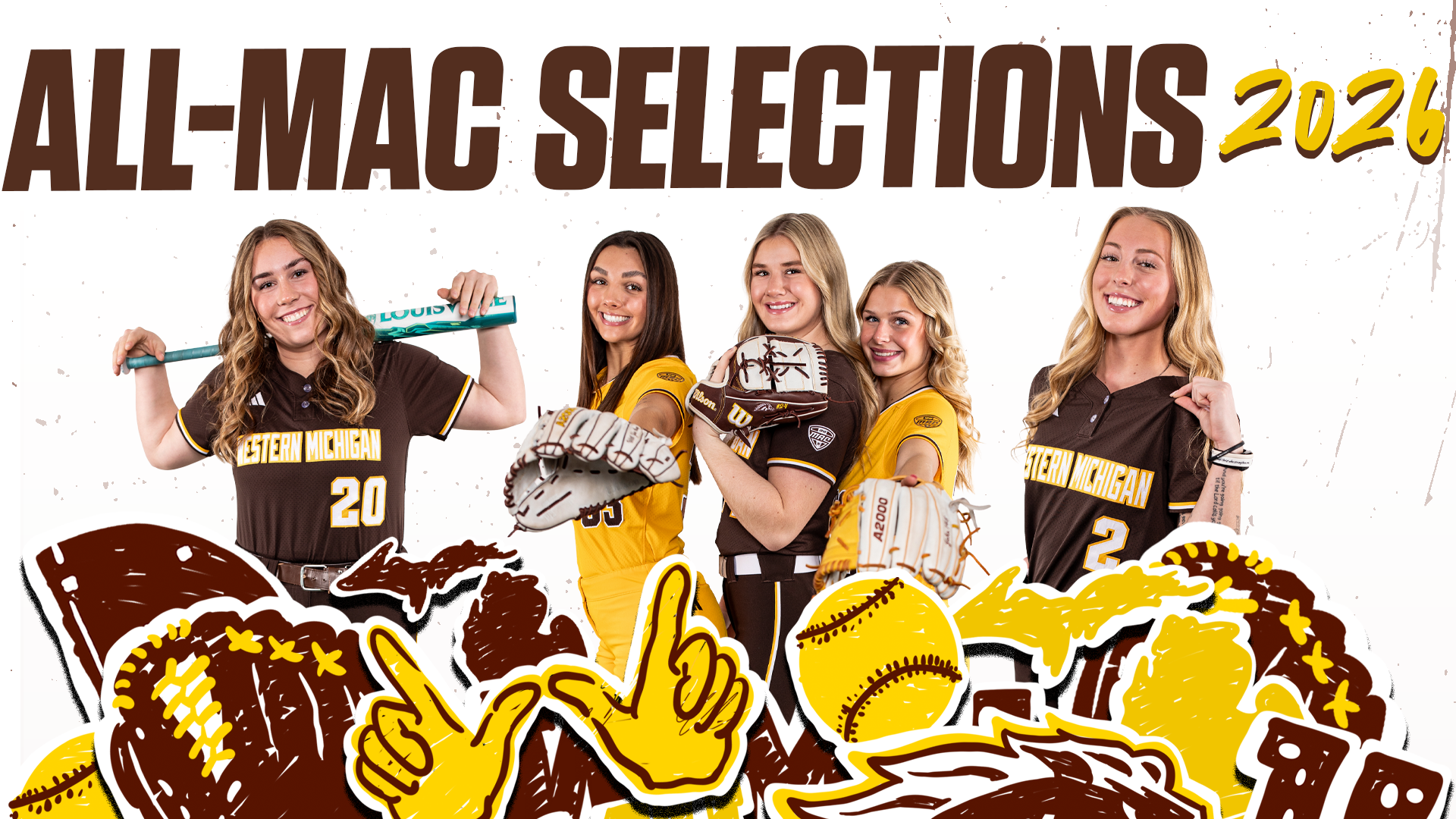 Graphic for softball's five All-MAC award selections in 2026