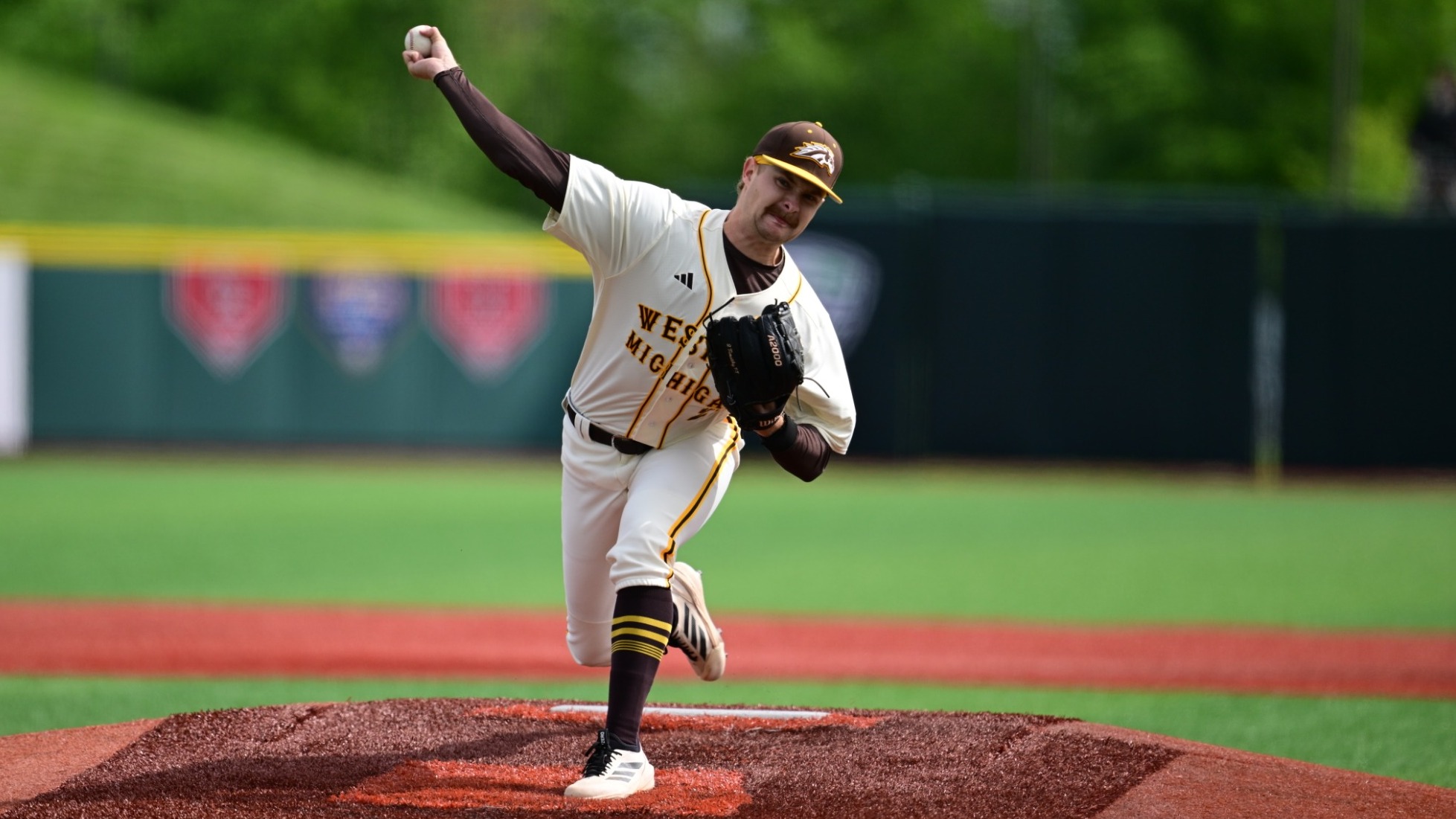 Ricky Kidd fires a pitch in game two of the MAC Tournament