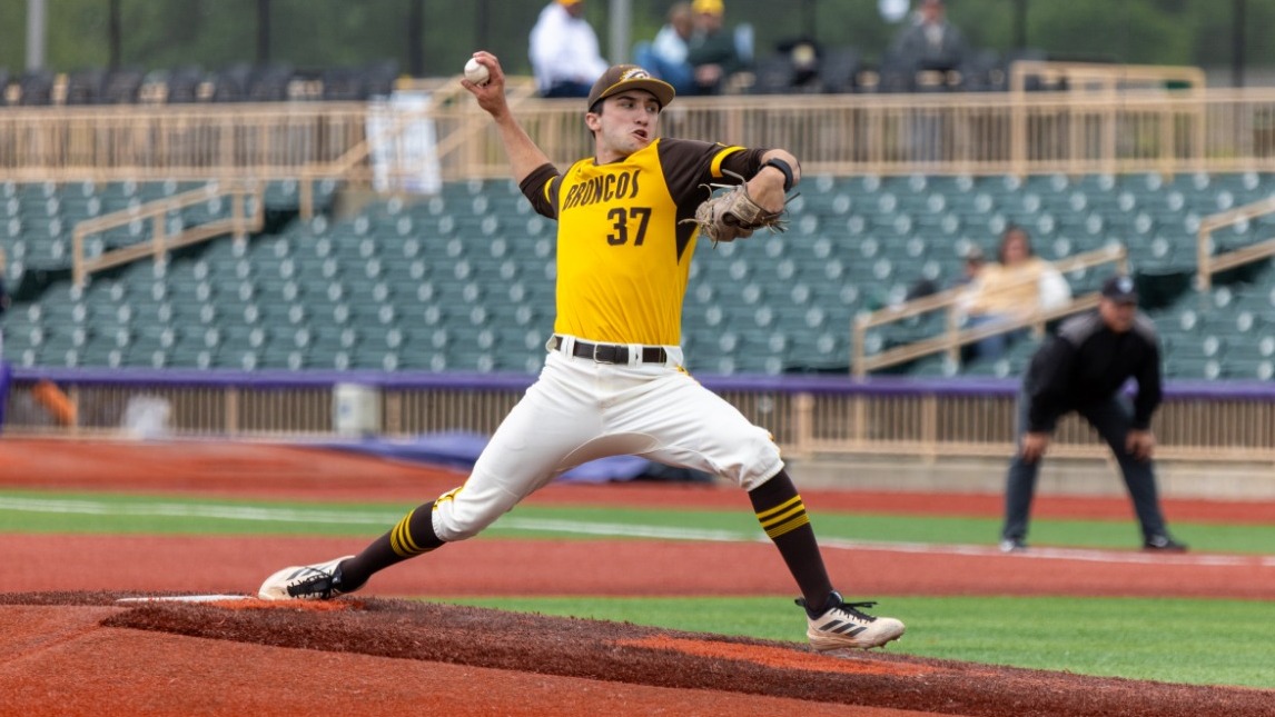 Turner Doran fires a pitch in game three of the MAC Tournament