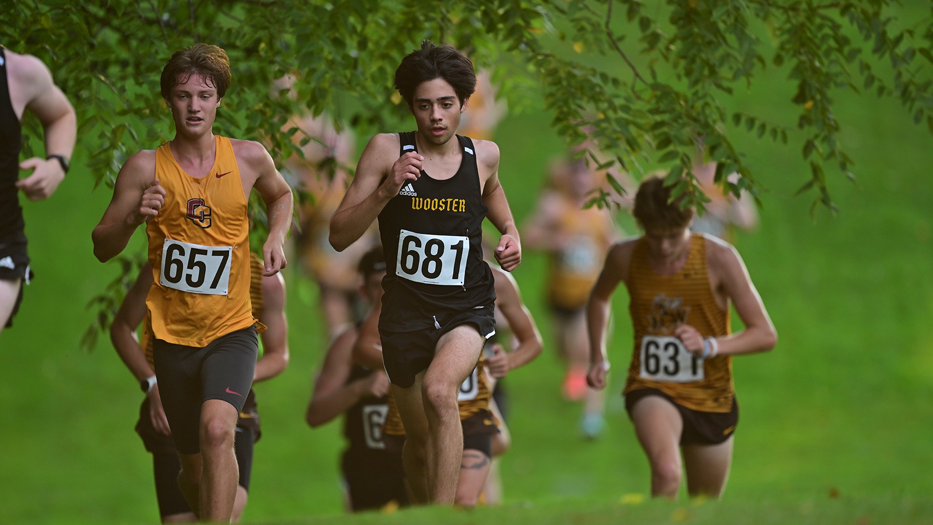 Basil Keck runs at the 2024 Wooster Invitational