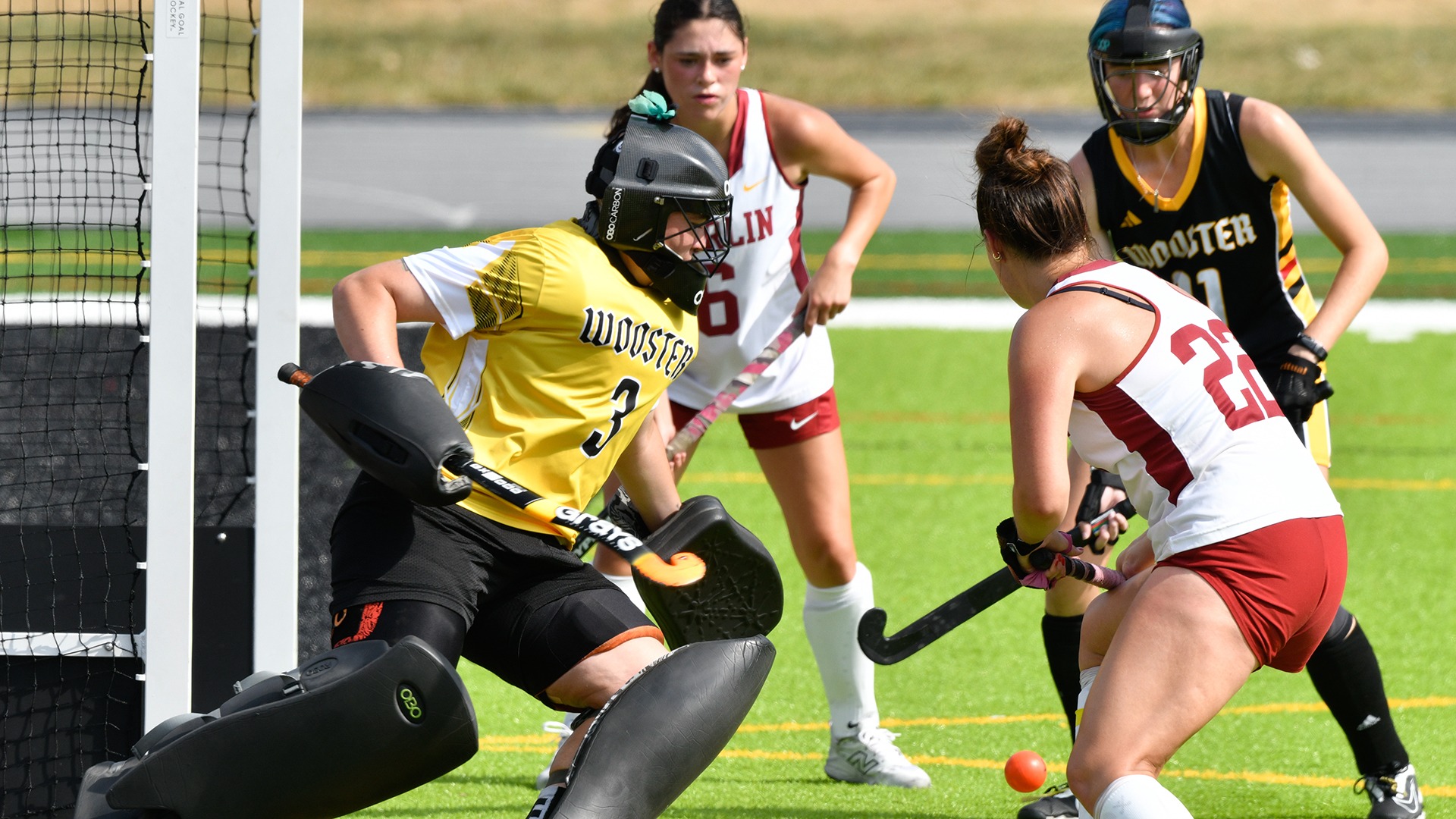 Cate Barkdoll makes a save in a 2025 game