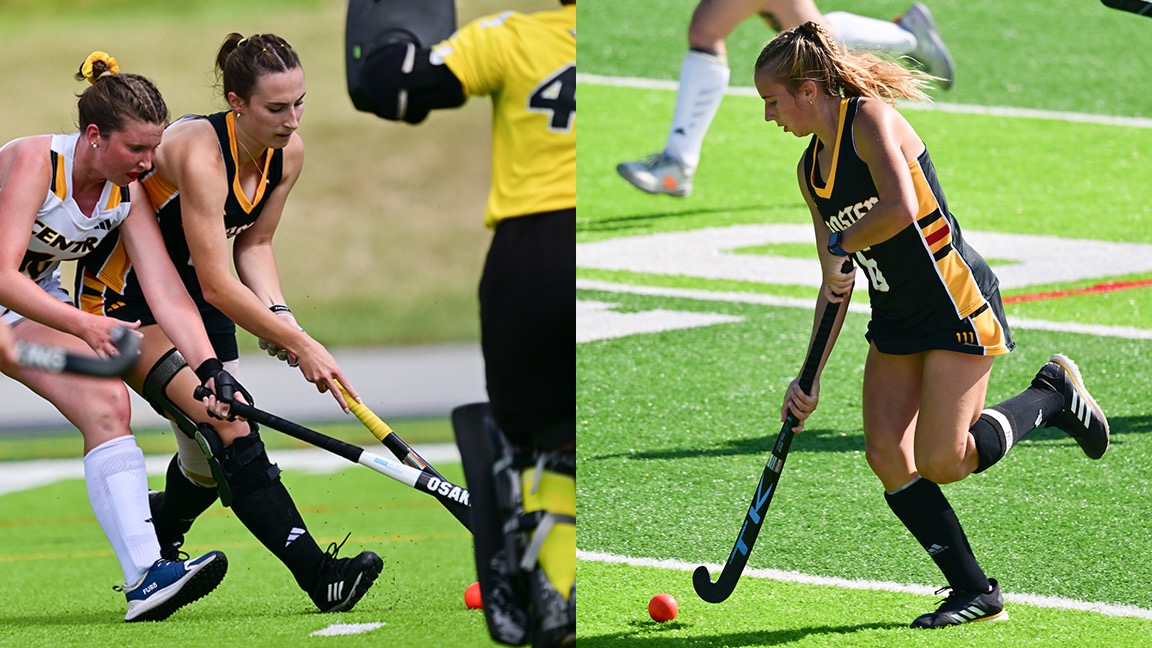 Action photos of Frankie Zehnal (left) and Lizzie Hardy (right) who were selected All-NCAC