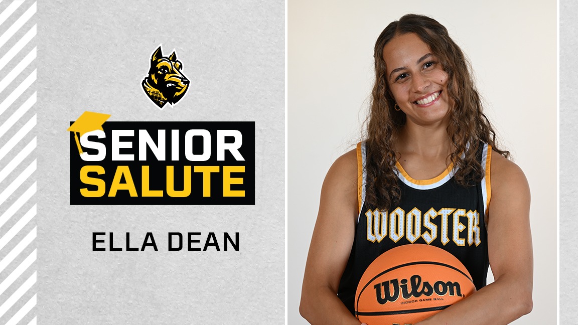 Ella Dean headshot with senior salute logo and text of name