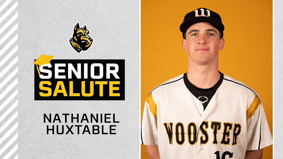 Nathaniel Huxtable headshot, senior salute logo, and text of name