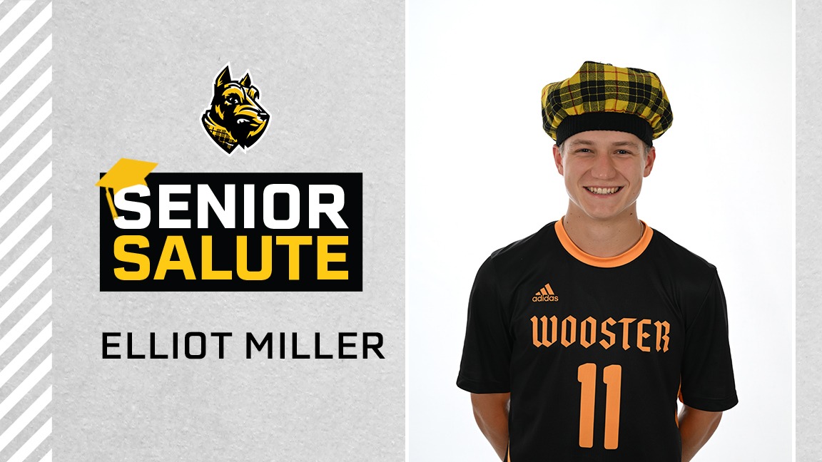 Elliot Miller photo, senior salute logo, text of name