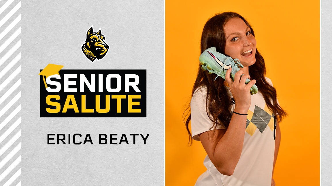 Erica Beaty photo, senior salute logo, text of name