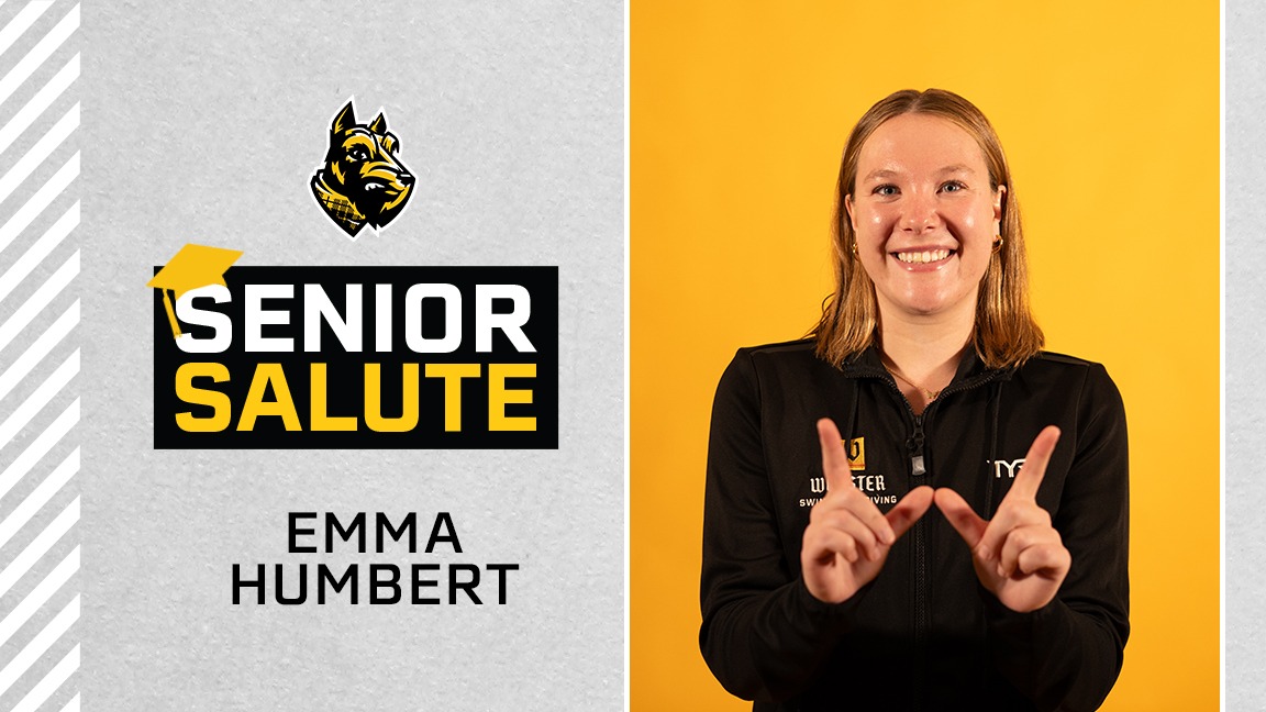 photo of Emma Humbert, senior salute logo, and text of name