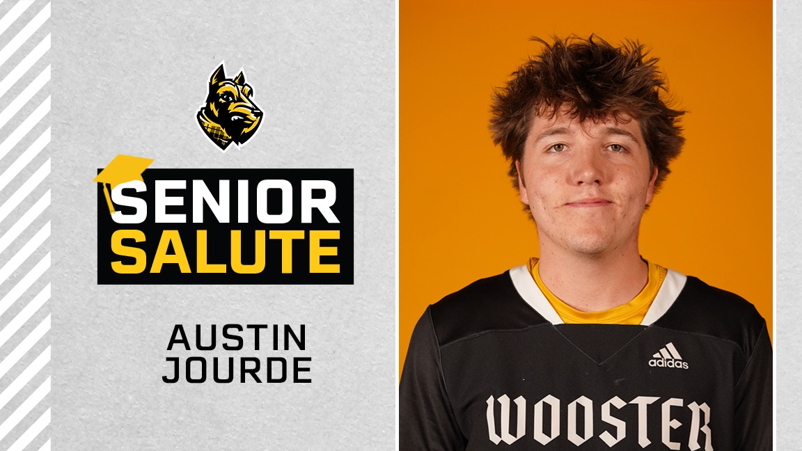 Photo of Austin Jourde, senior salute logo, text of name