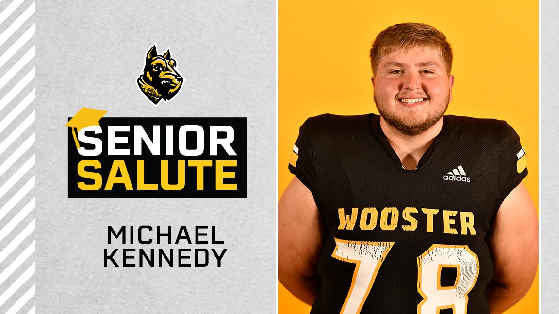 Michael Kennedy photo, senior salute logo, text of name