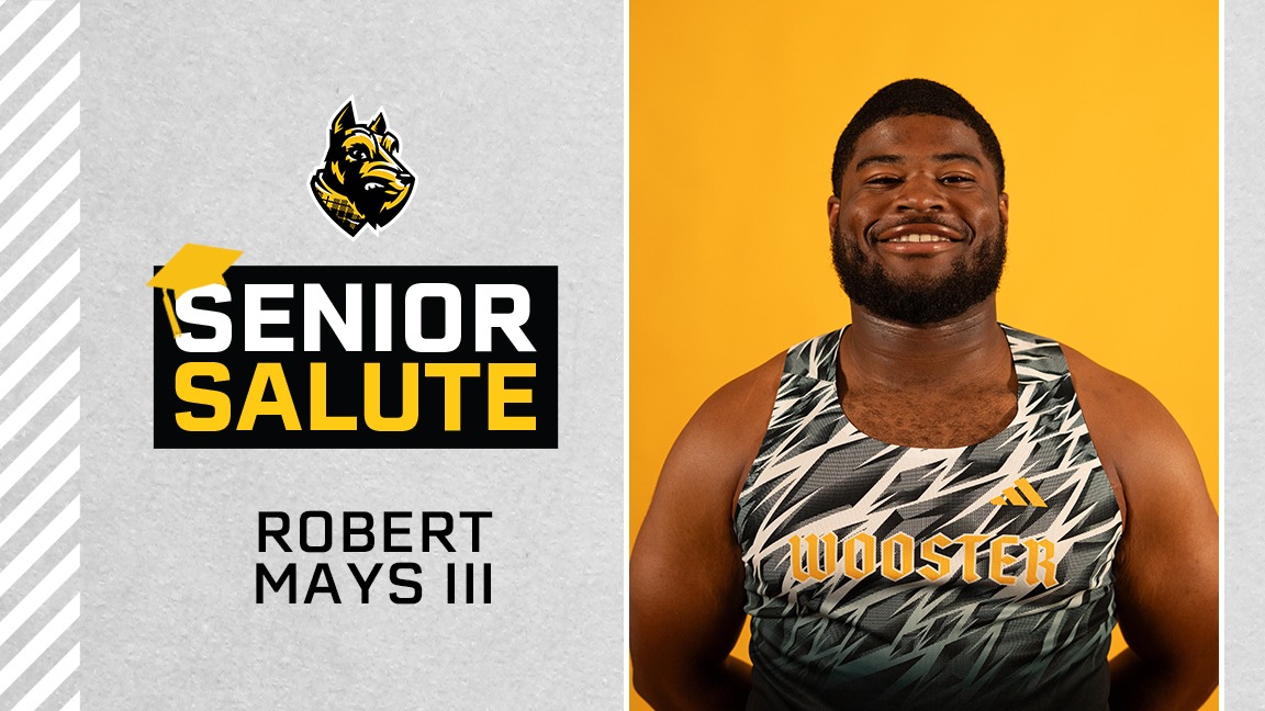 Photo of Rob Mays III, senior salute logo, text of name