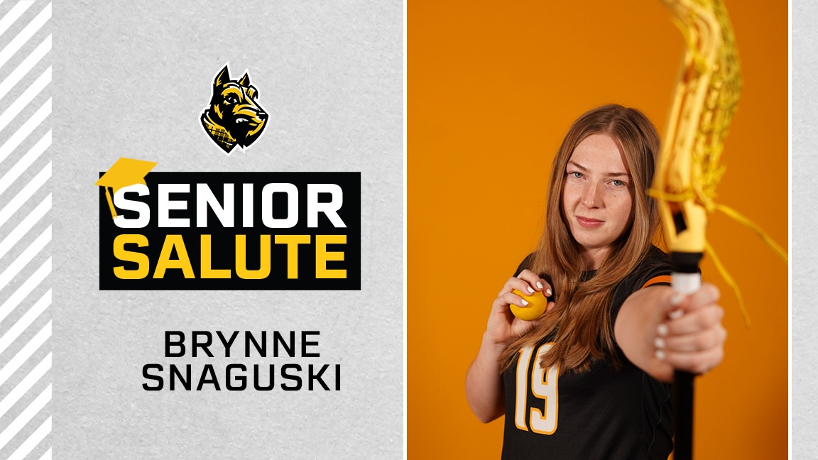 Photo of Brynne Snaguski, senior salute logo, text of name