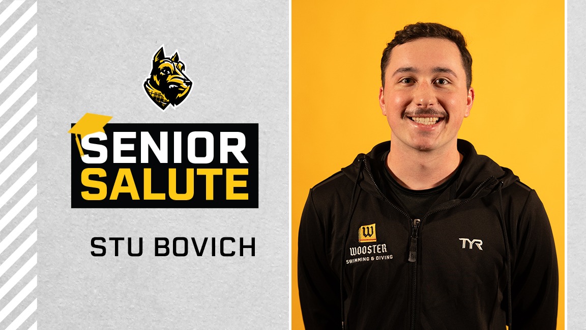 Stu Bovich photo, senior salute logo, text of name