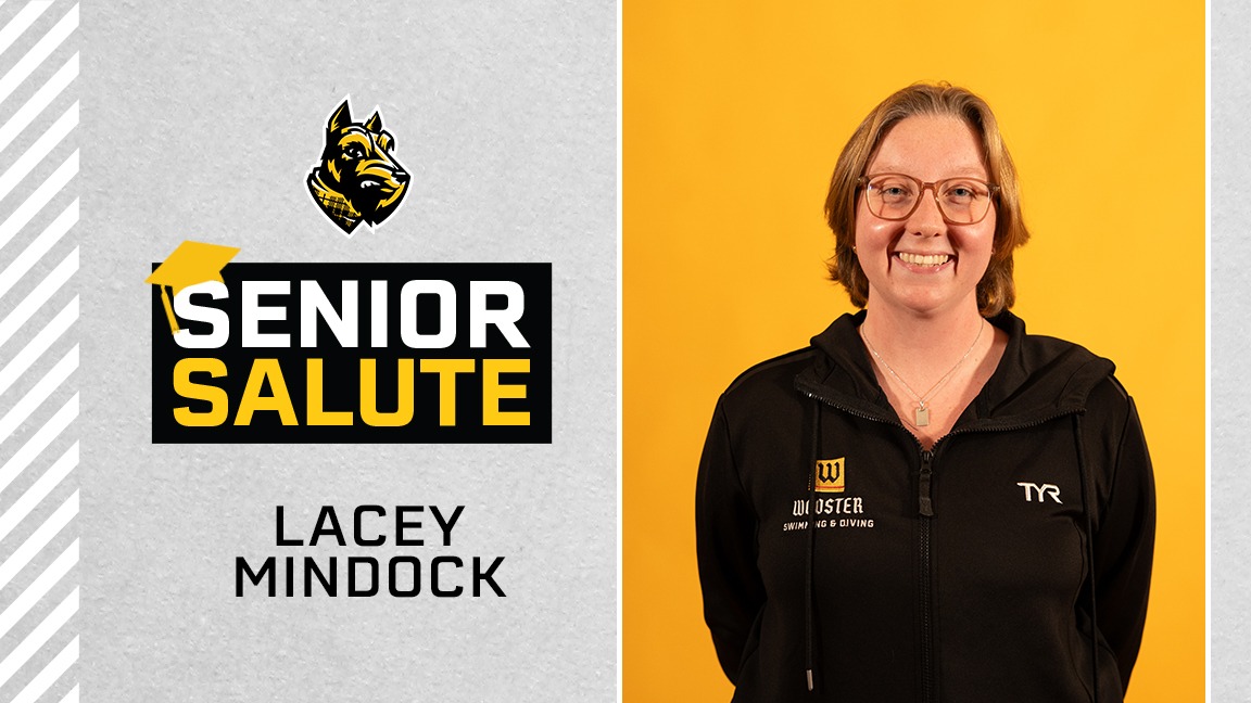 Lacey Mindock photo, senior salute logo, text of name