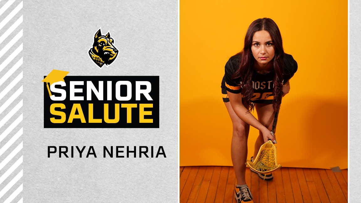 Photo of Priya Nehria, senior salute logo, text of name