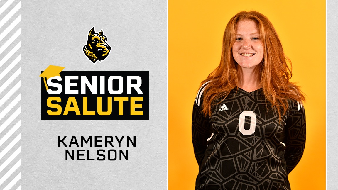 Kameryn Nelson photo, senior salute logo, text of name