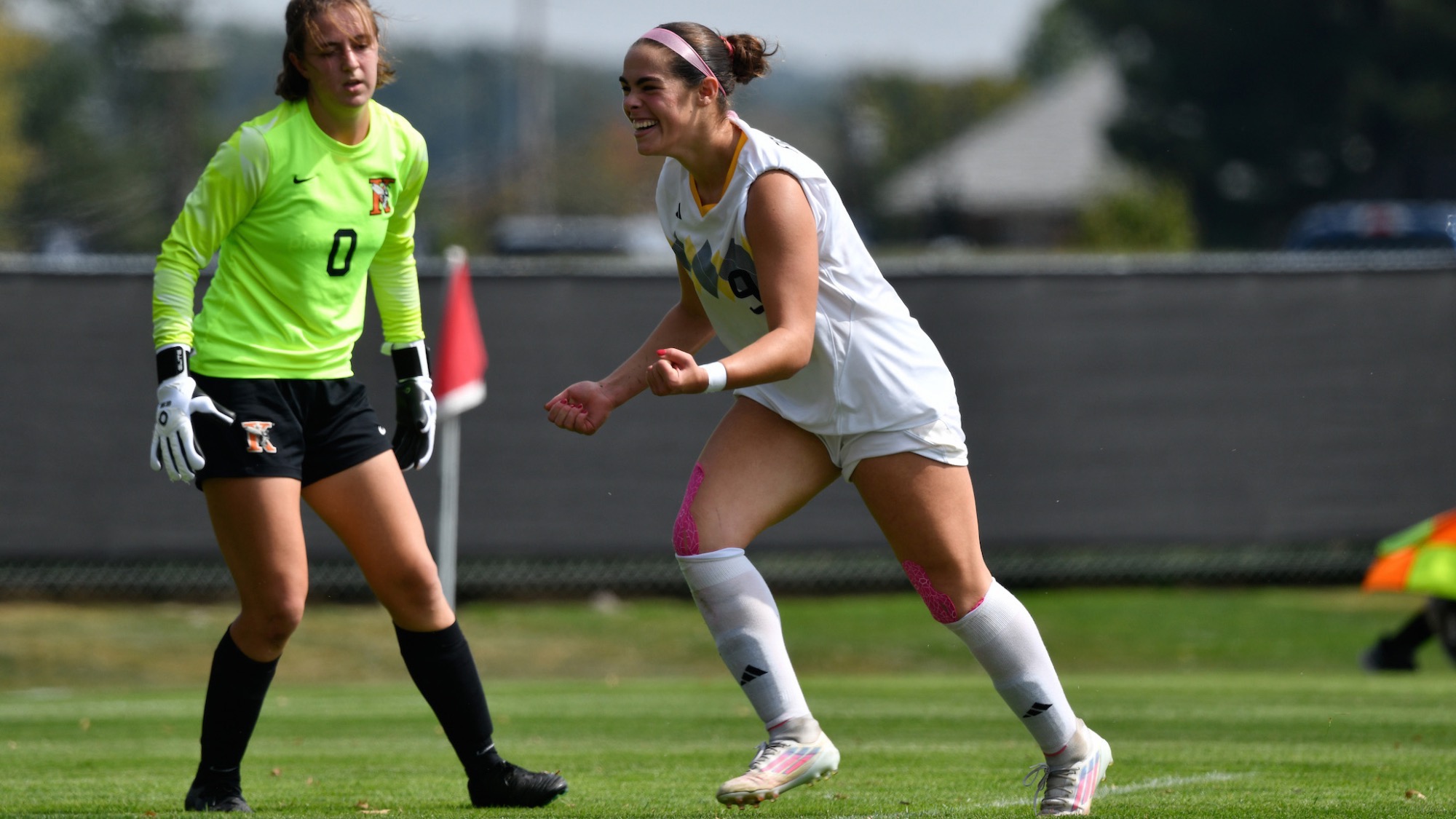 Julia Struck reacts after scoring a goal