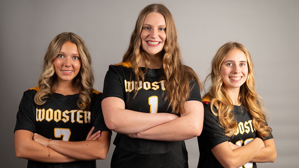 From left to right - Bella Woodbury, Anna Mapes and Lizzie Hardy all smile with arms crossed
