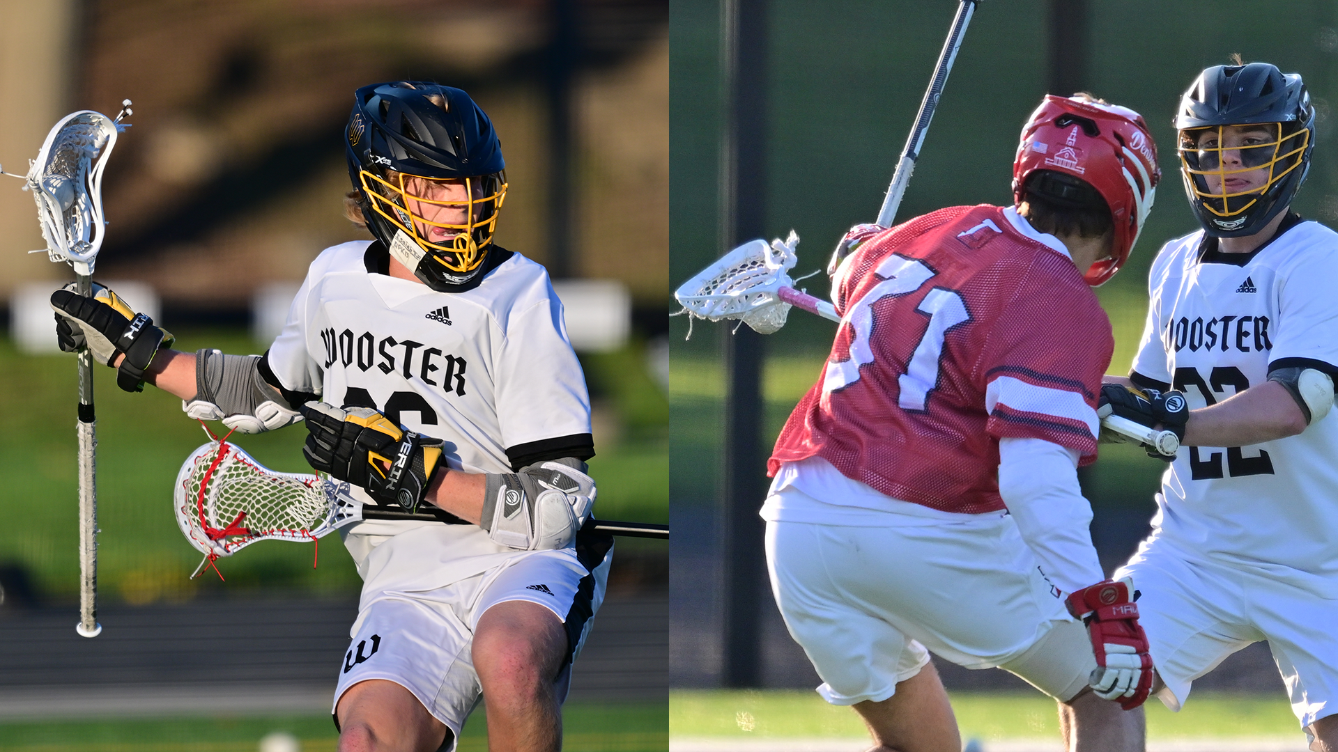 Action photos of Lane Kellogg and Domenic Cuda from 2025 games for their USILA Team of the Week selection