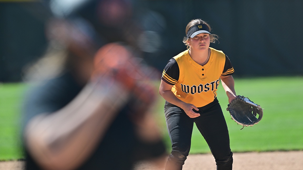 Sage Lammlein takes a defensive stance at third base