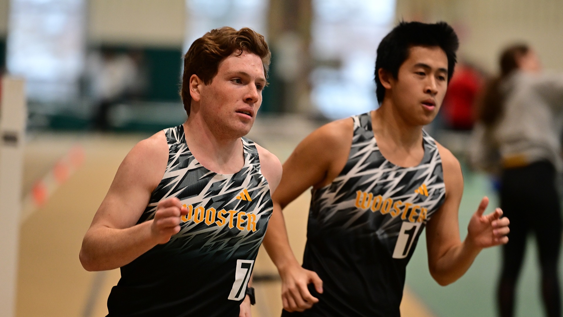 Nick Schade runs in an event during a 2026 home meet