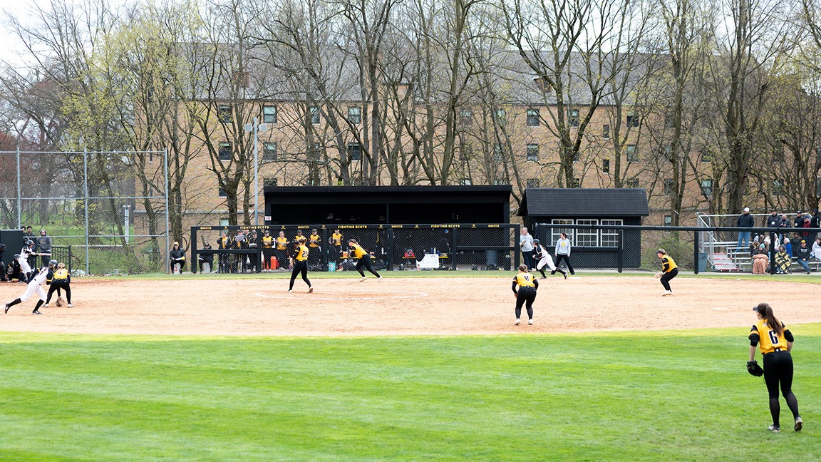 An overview of Galpin Park with two teams playing